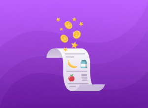 Illustration of a receipt with coins representing receipt cash-back rewards