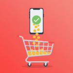 Illustration of a shopping cart with coins representing cash-back shopping rewards