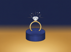 Illustration of a diamond engagement ring representing fine jewelry shopping