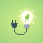 Illustration of a light bulb with a leaf representing energy-saving rewards