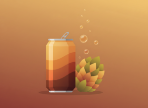 Illustration of a craft beer can with a hop leaf representing a craft beer discovery club