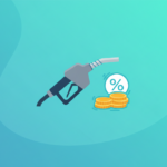 Illustration of a fuel pump with a cash-back coin representing gas station rewards
