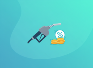 Illustration of a fuel pump with a cash-back coin representing gas station rewards